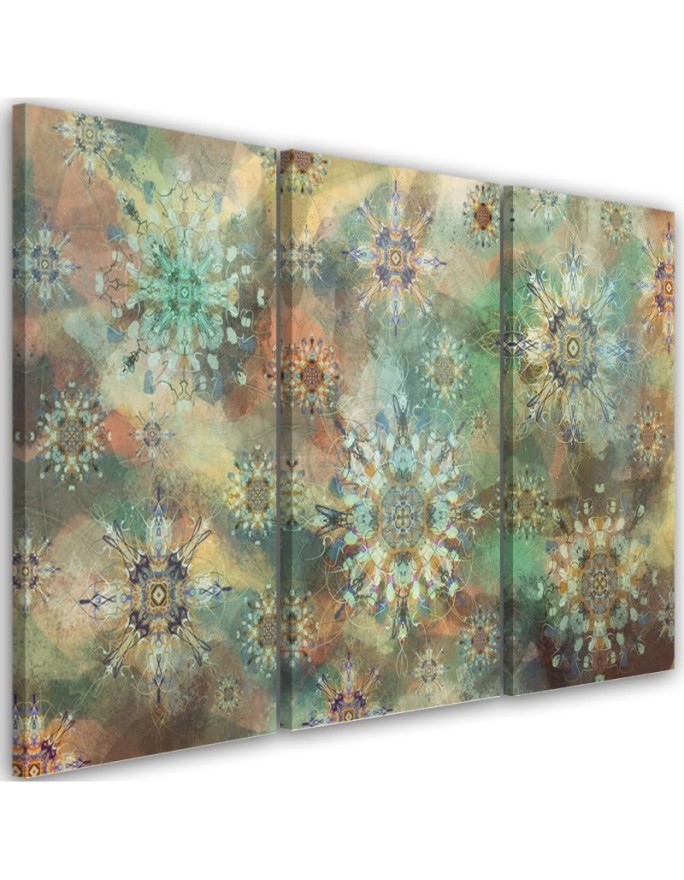3-part colourful paintings for living room - Mosaic of stars | FEEBY