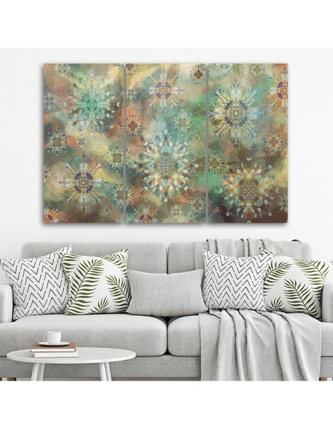 3-part colourful paintings for living room - Mosaic of stars | FEEBY