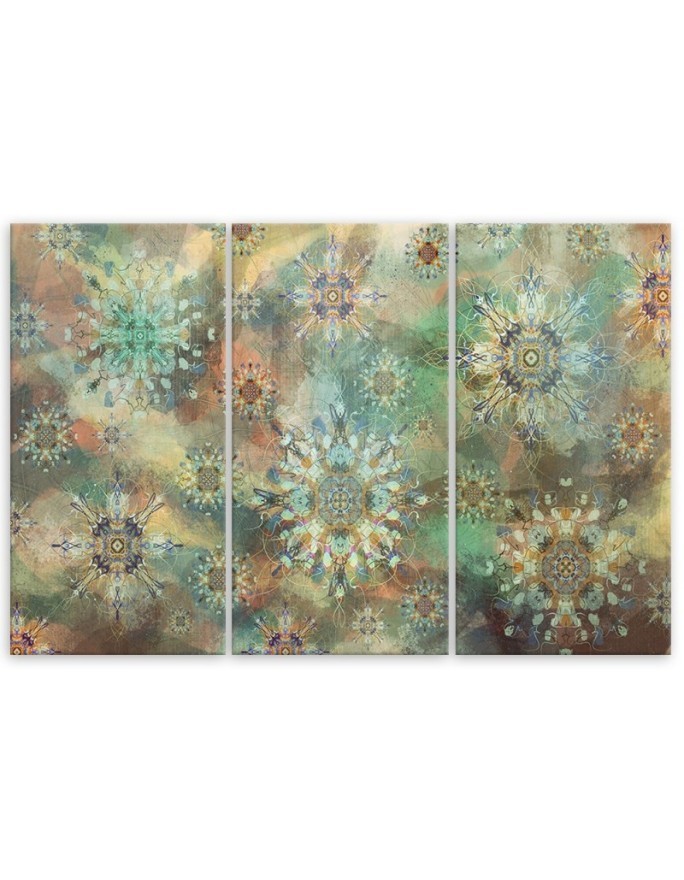 3-part colourful paintings for living room - Mosaic of stars | FEEBY