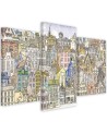 Triptych painting for children for room - Sketched city | FEEBY