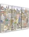 Canvas print for a teenager for a room - City sketched in colour | FEEBY