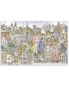 Canvas print for a teenager for a room - City sketched in colour | FEEBY