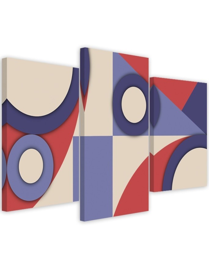 3 piece Canvas print for children's room for wall - Geometric shapes abstract | FEEBY