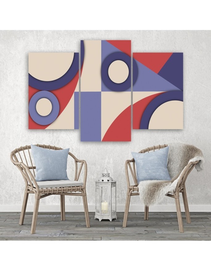 3 piece Canvas print for children's room for wall - Geometric shapes abstract | FEEBY