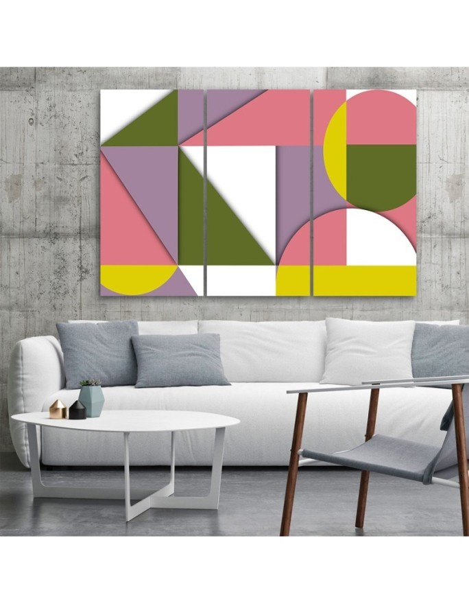 Triptych painting for children's room - Geometric shapes abstract | FEEBY