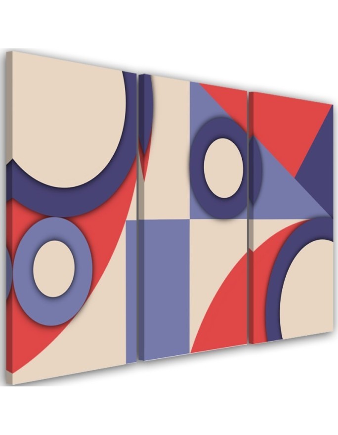 Triptych painting for children for room - Geometric shapes abstract | FEEBY