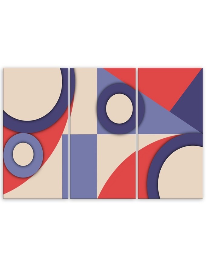 Triptych painting for children for room - Geometric shapes abstract | FEEBY