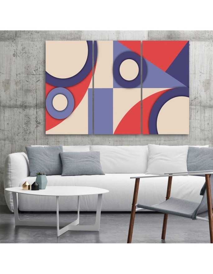 Triptych painting for children for room - Geometric shapes abstract | FEEBY