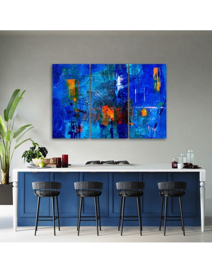 Prints on canvas - Blue abstraction hand painted | FEEBY