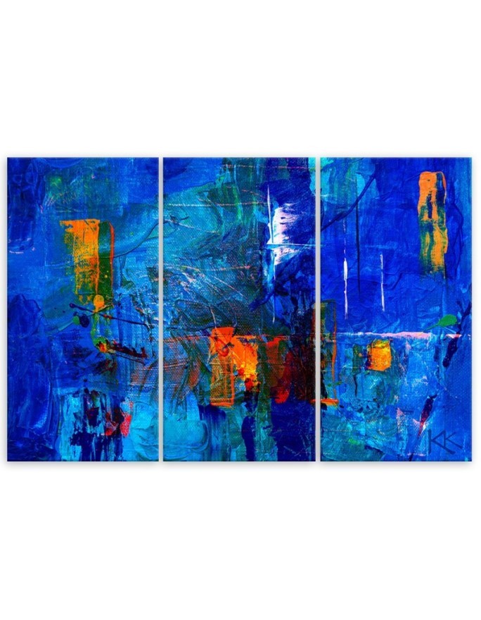 Prints on canvas - Blue abstraction hand painted | FEEBY