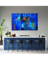 Printed painting on canvas - Blue abstraction hand-painted | FEEBY