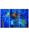 Printed painting on canvas - Blue abstraction hand-painted | FEEBY