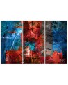 Canvas print 3-part modern - Red abstraction hand-painted | FEEBY
