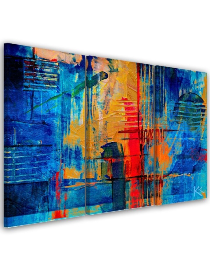 Wall art printed on canvas - Blue abstract hand-painted | FEEBY