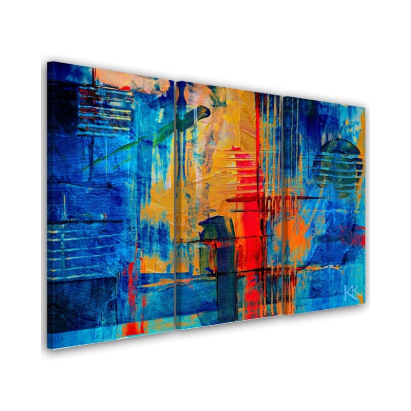 Wall art printed on canvas - Blue abstract hand-painted | FEEBY