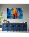 Wall art printed on canvas - Blue abstract hand-painted | FEEBY