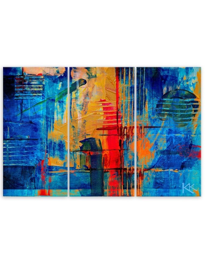 Wall art printed on canvas - Blue abstract hand-painted | FEEBY