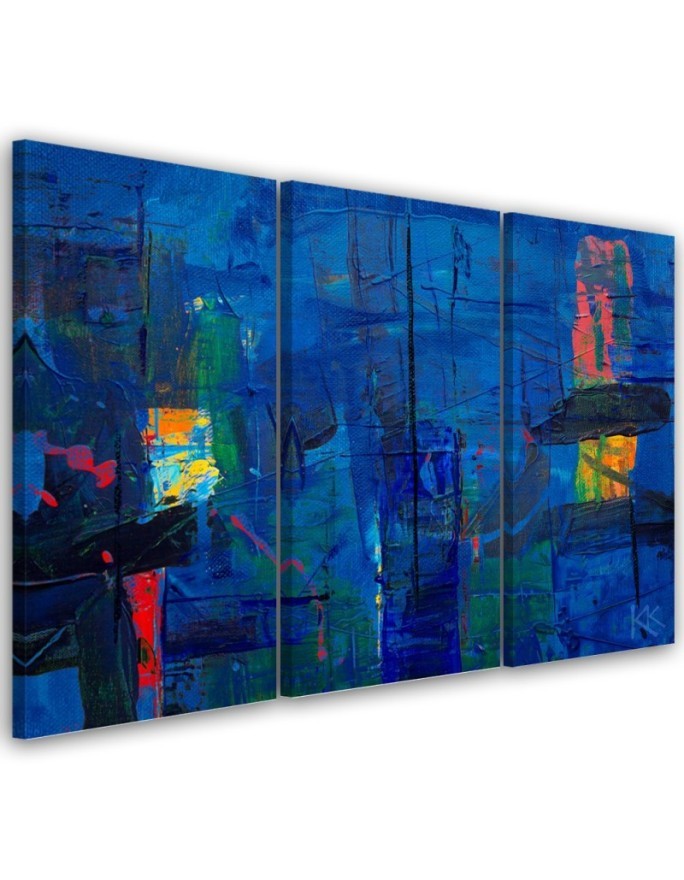 Wall painting for living room - Blue abstraction hand-painted | FEEBY