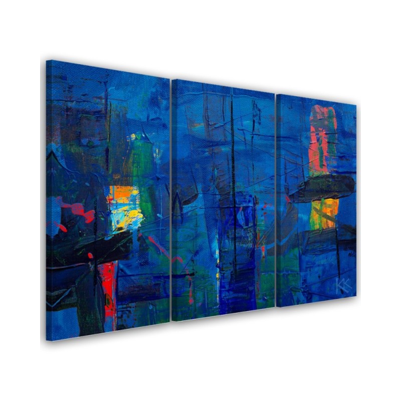 Wall painting for living room - Blue abstraction hand-painted | FEEBY