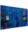 Wall painting for living room - Blue abstraction hand-painted | FEEBY