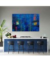 Wall painting for living room - Blue abstraction hand-painted | FEEBY