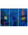 Wall painting for living room - Blue abstraction hand-painted | FEEBY