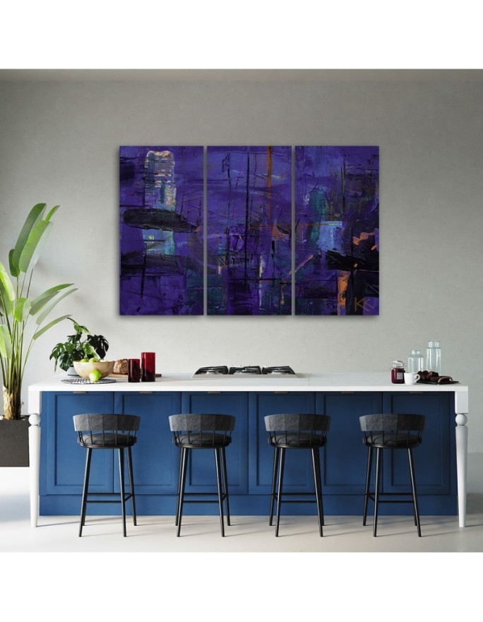 Decorative painting for office - Purple abstraction hand painted | FEEBY