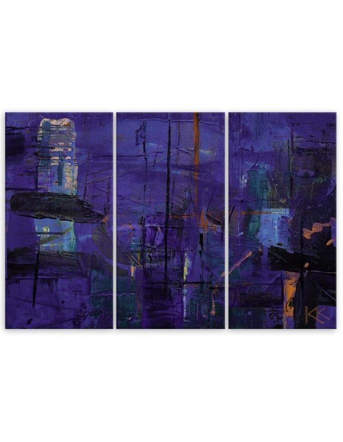 Decorative painting for office - Purple abstraction hand painted | FEEBY