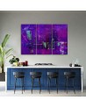Tryptic painting print for wall - Purple abstraction hand painted | FEEBY