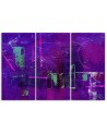 Tryptic painting print for wall - Purple abstraction hand painted | FEEBY