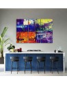 Triptych painting for boy's room - Colourful abstraction hand painted | FEEBY