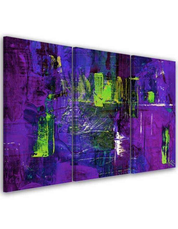 Colourful modern Canvas painting - Purple abstract hand painted | FEEBY
