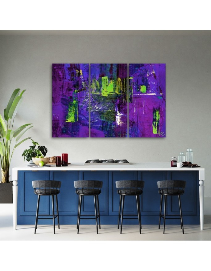 Colourful modern Canvas painting - Purple abstract hand painted | FEEBY