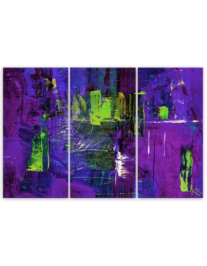 Colourful modern Canvas painting - Purple abstract hand painted | FEEBY