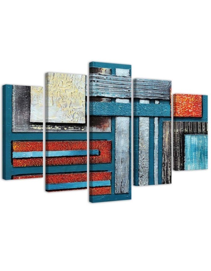 Canvas print for living room, office for wall - Abstract composition with blue | FEEBY
