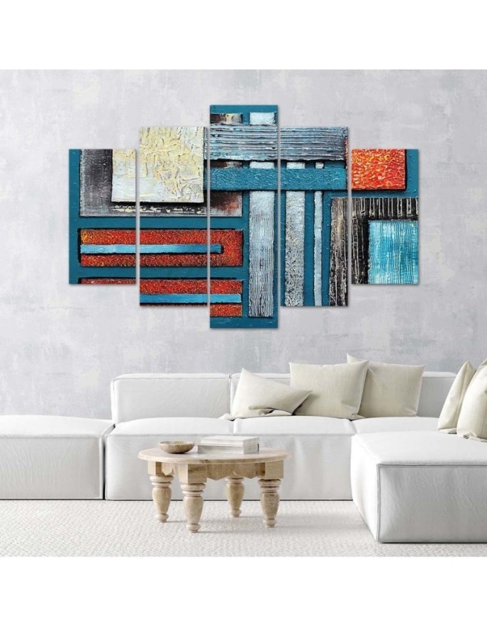 Canvas print for living room, office for wall - Abstract composition with blue | FEEBY