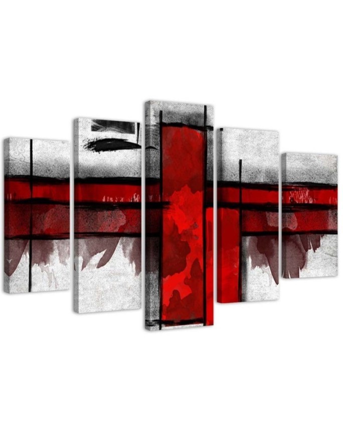 5 Piece Decorative Canvas painting for living room - Red abstraction | FEEBY