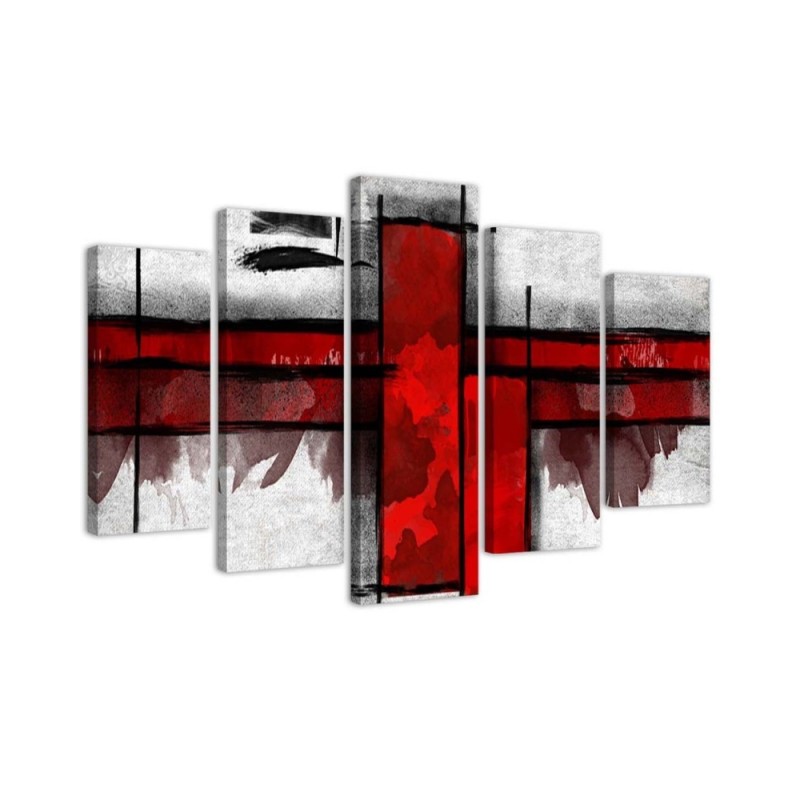 5 Piece Decorative Canvas painting for living room - Red abstraction | FEEBY