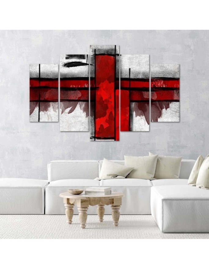 5 Piece Decorative Canvas painting for living room - Red abstraction | FEEBY