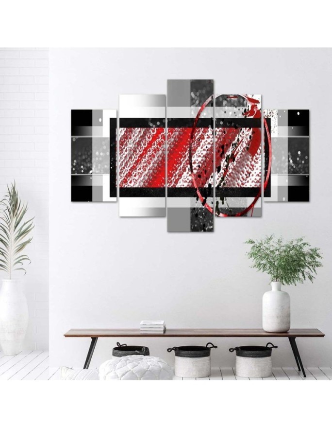 Geometric abstraction red - modern Canvas paintings for room, house | FEEBY