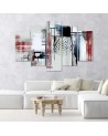 5 Piece Canvas print on canvas - Red grey abstract | FEEBY
