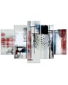 5 Piece Canvas print on canvas - Red grey abstract | FEEBY