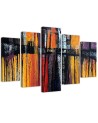 Wall art painting for living room - Orange abstraction 5 parts | FEEBY