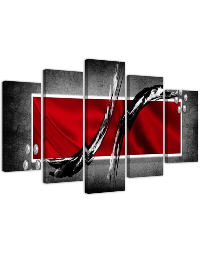 Modern Canvas painting - Red abstraction on grey background | FEEBY