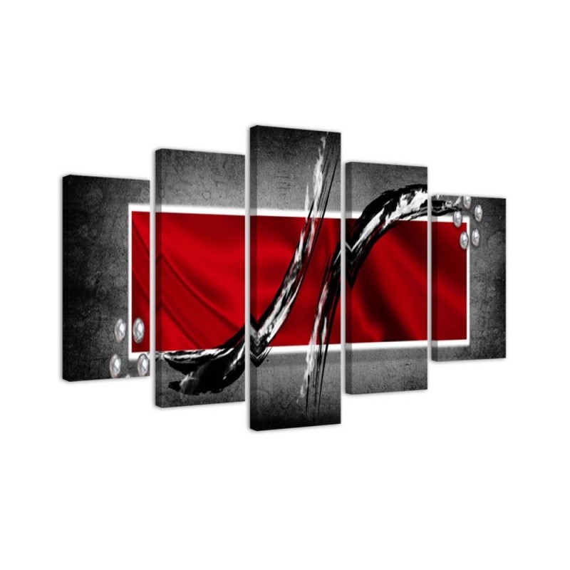Modern Canvas painting - Red abstraction on grey background | FEEBY