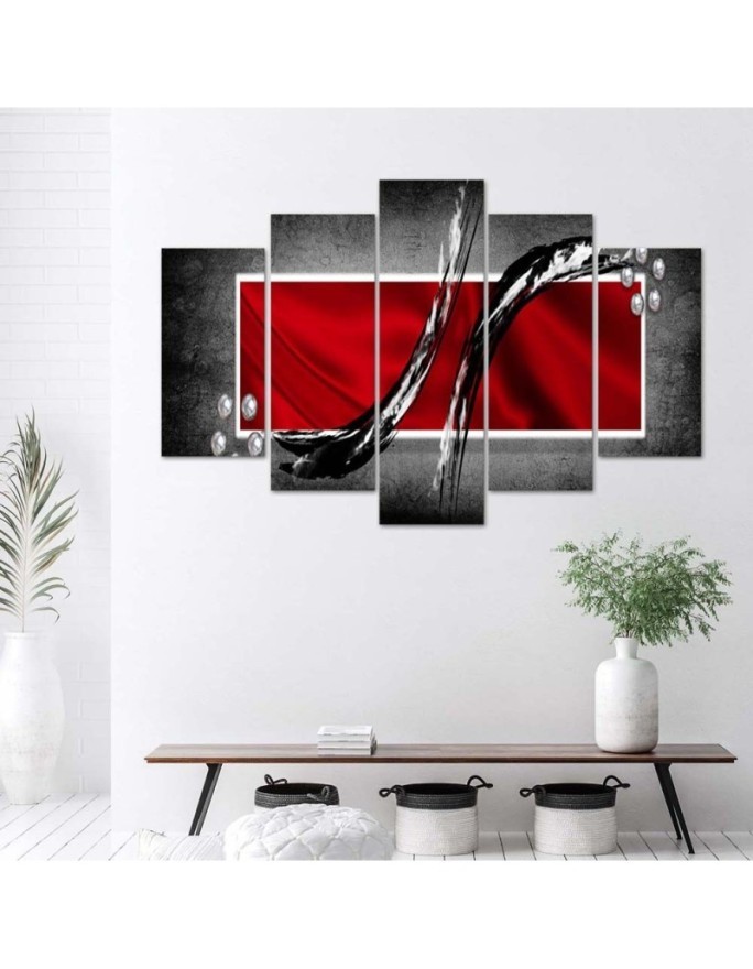 Modern Canvas painting - Red abstraction on grey background | FEEBY