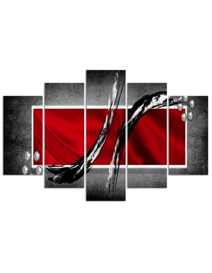 Modern Canvas painting - Red abstraction on grey background | FEEBY