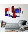 5 Piece Canvas print for living room, bedroom - Red and blue abstract | FEEBY