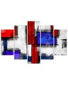 5 Piece Canvas print for living room, bedroom - Red and blue abstract | FEEBY