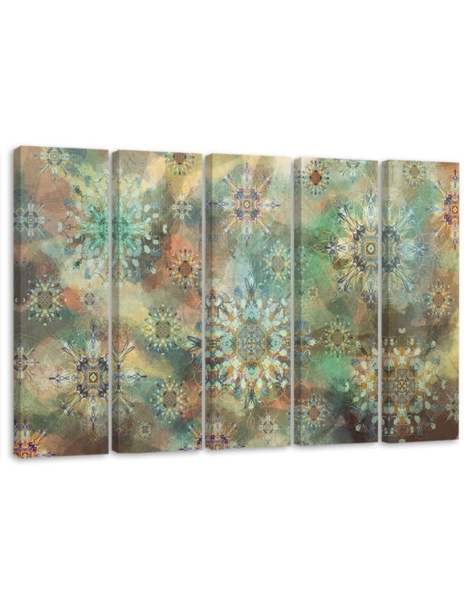 5-part colourful Canvas paintings for living room - Mosaic of stars | FEEBY